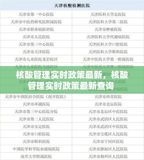 核酸管理实时政策最新，核酸管理实时政策最新查询 