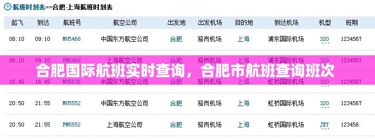 合肥国际航班实时查询，合肥市航班查询班次 