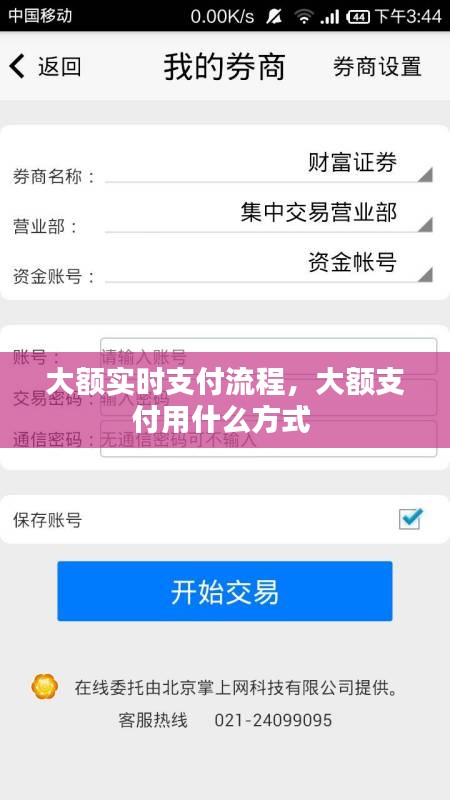 大额实时支付流程，大额支付用什么方式 
