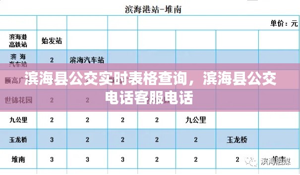 滨海县公交实时表格查询，滨海县公交电话客服电话 