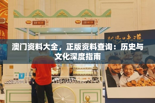 澳门资料大全，正版资料查询：历史与文化深度指南