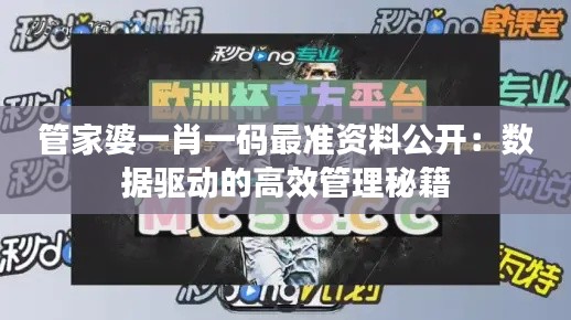 管家婆一肖一码最准资料公开：数据驱动的高效管理秘籍