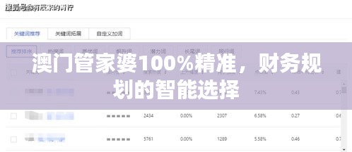 澳门管家婆100%精准，财务规划的智能选择