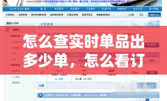 怎么查实时单品出多少单，怎么看订单是不是在前几百名 