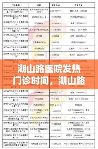 湖山路医院发热门诊时间，湖山路医院发热门诊时间安排 