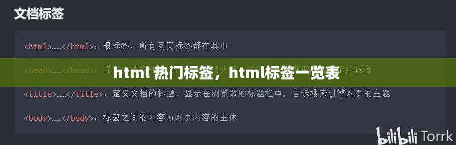html 热门标签，html标签一览表 