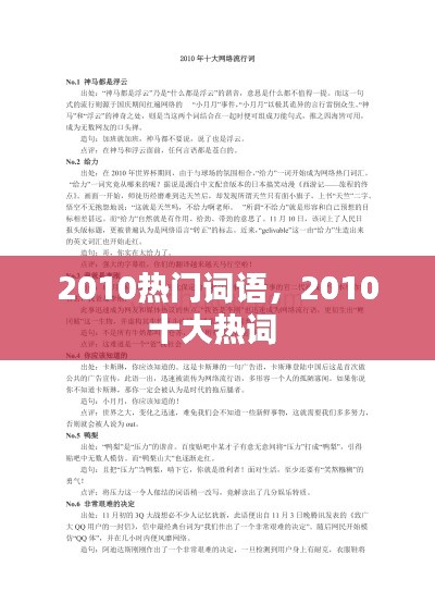 2010热门词语，2010十大热词 