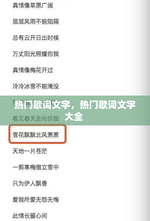 热门歌词文字，热门歌词文字大全 