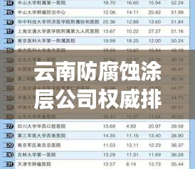 云南防腐蚀涂层公司权威排名榜单揭晓