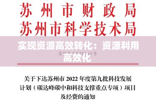 实现资源高效转化：资源利用高效化 