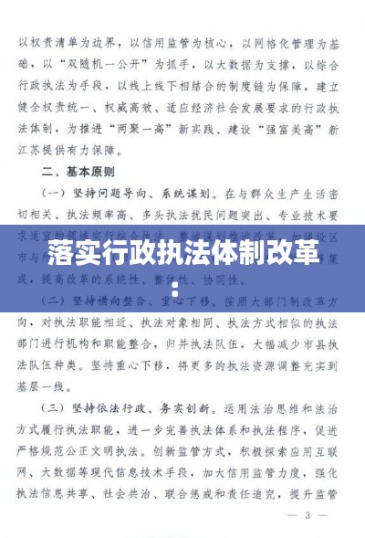 落实行政执法体制改革： 