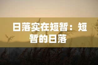 日落实在短暂：短暂的日落 