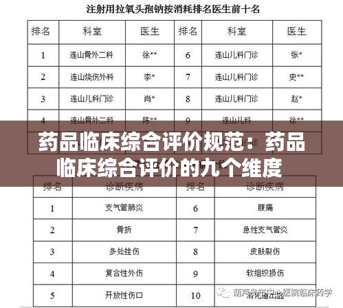 药品临床综合评价规范：药品临床综合评价的九个维度 