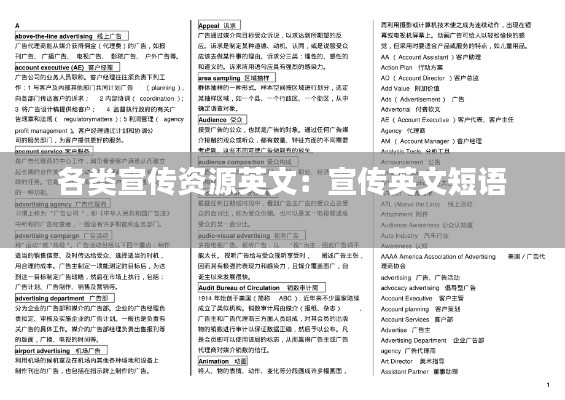 各类宣传资源英文：宣传英文短语 