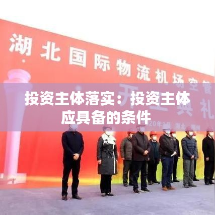 投资主体落实：投资主体应具备的条件 