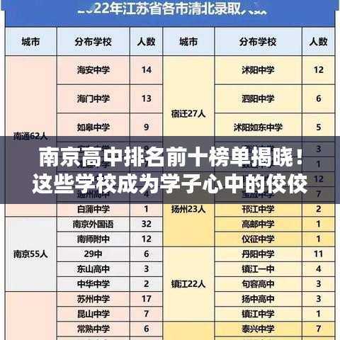 南京高中排名前十榜单揭晓！这些学校成为学子心中的佼佼者