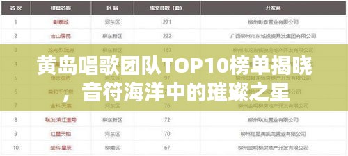 黄岛唱歌团队TOP10榜单揭晓，音符海洋中的璀璨之星