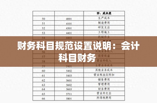 财务科目规范设置说明：会计科目财务 