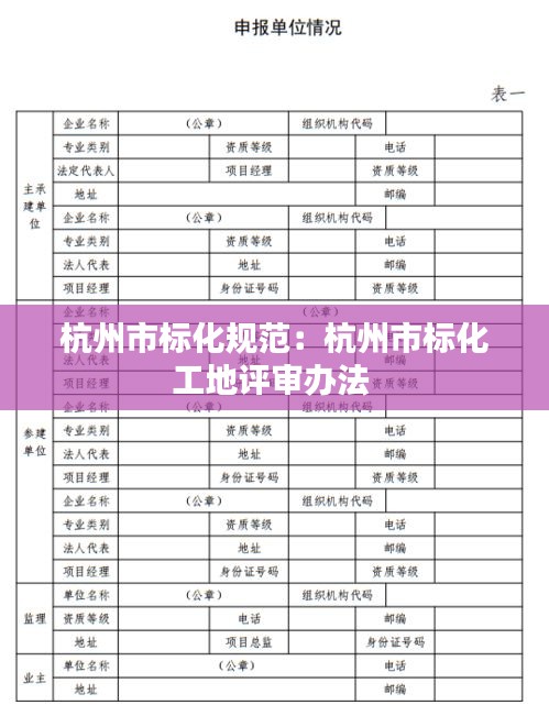 杭州市标化规范：杭州市标化工地评审办法 