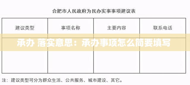 承办 落实意思：承办事项怎么简要填写 