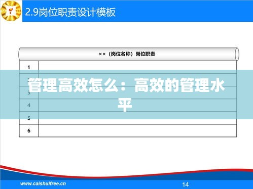 管理高效怎么：高效的管理水平 