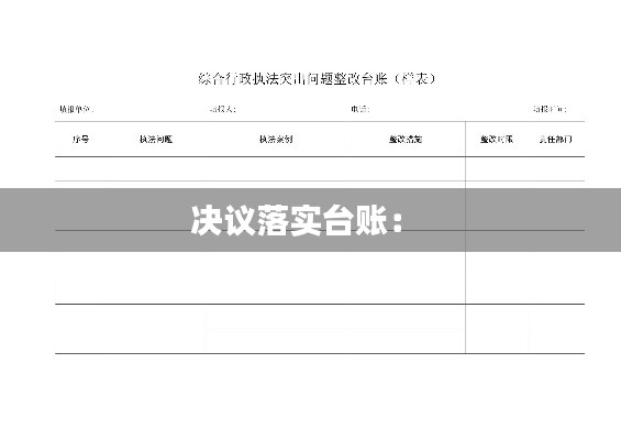 决议落实台账： 