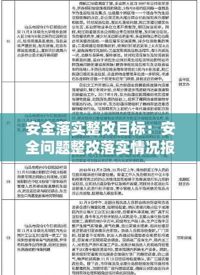 安全落实整改目标：安全问题整改落实情况报告 