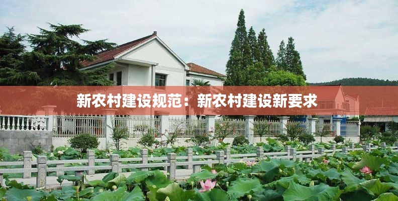 新农村建设规范：新农村建设新要求 