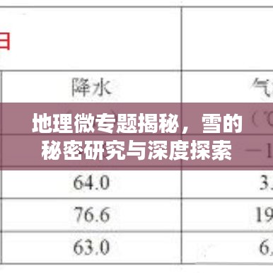 地理微专题揭秘，雪的秘密研究与深度探索