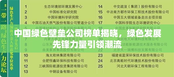 中国绿色壁垒公司榜单揭晓，绿色发展先锋力量引领潮流