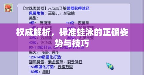 权威解析，标准蛙泳的正确姿势与技巧