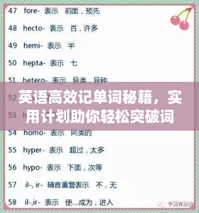 英语高效记单词秘籍，实用计划助你轻松突破词汇难关