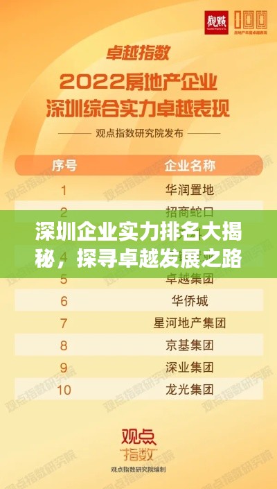 深圳企业实力排名大揭秘，探寻卓越发展之路