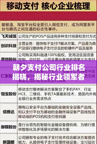 朝夕支付公司行业排名揭晓，揭秘行业领军者的成功之道