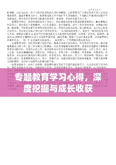 专题教育学习心得，深度挖掘与成长收获