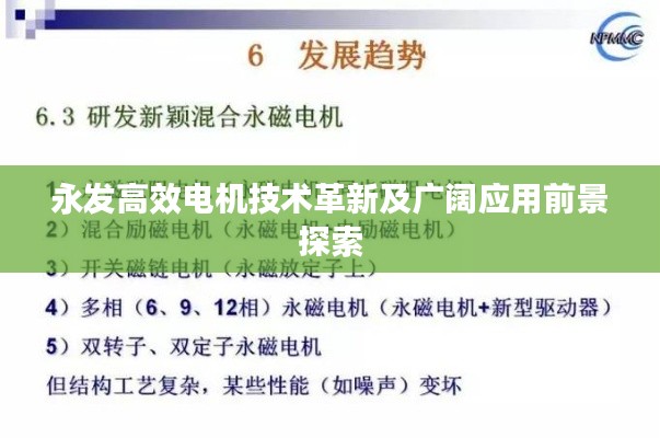 永发高效电机技术革新及广阔应用前景探索