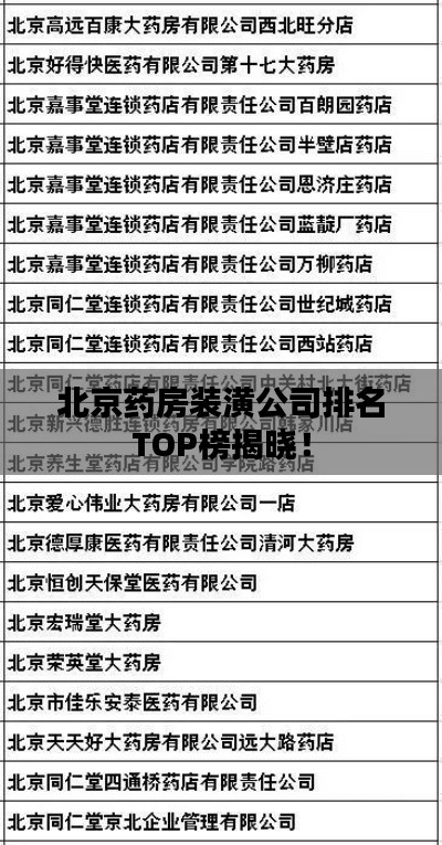 北京药房装潢公司排名TOP榜揭晓！