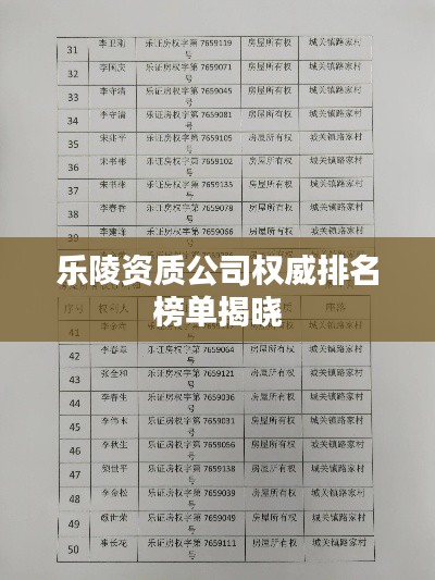 乐陵资质公司权威排名榜单揭晓