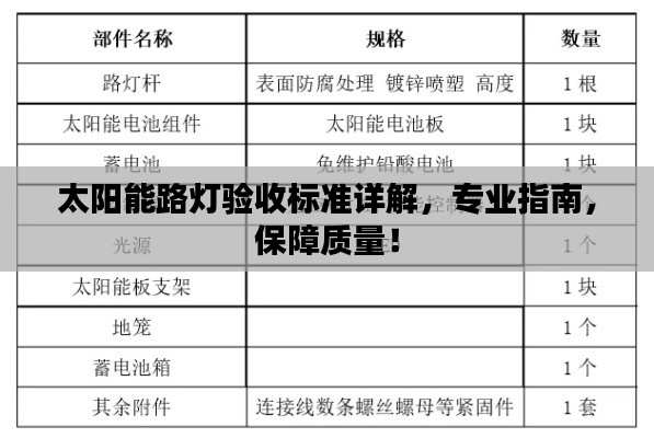 太阳能路灯验收标准详解，专业指南，保障质量！
