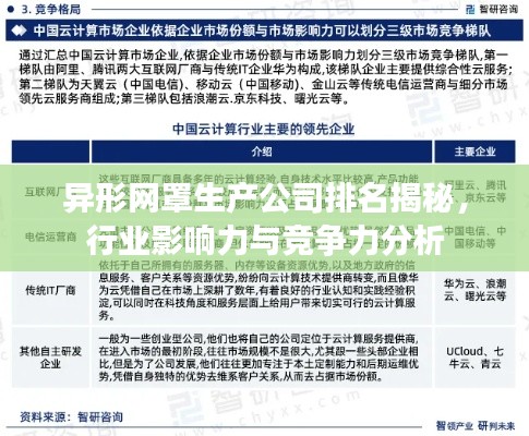 异形网罩生产公司排名揭秘，行业影响力与竞争力分析